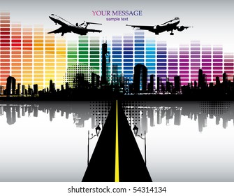 Abstract colorful city background. Vector.