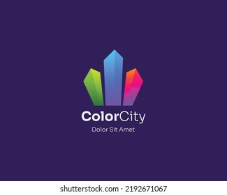 Abstract colorful city building logo gradient