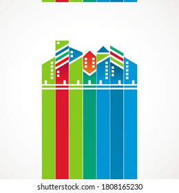 Abstract colorful city building skyline vector background.