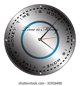 Abstract colorful clock with the text time is money written inside the clock. Time is money concept