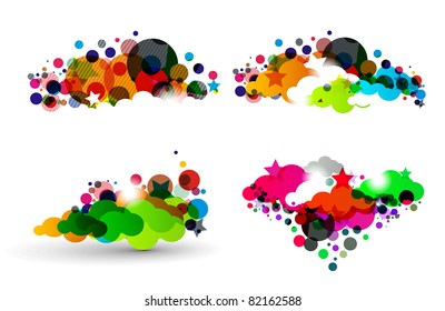 abstract colorful cloud with star design.