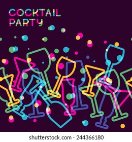 Abstract colorful cocktail glass seamless background. Concept for bar menu, party, alcohol drinks, celebration holidays, wine list. Creative glowing design.