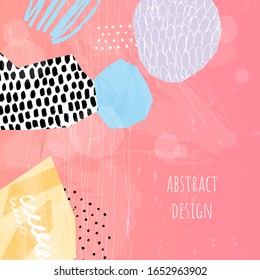Abstract colorful collage background Hand drawn template for card, flyer and invitation design. Vector illustration.