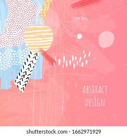 Abstract colorful collage background Hand drawn template for card, flyer and invitation design. Vector illustration.