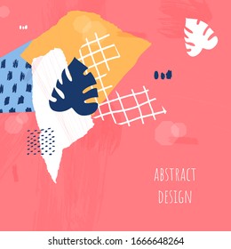 Abstrakter bunter Collage Hintergrund Handgezeichnete Vorlage für Karte, Flyer und Einladungsdesign. Vektorillustration.