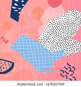 Abstract colorful collage background Hand drawn template for card, flyer and invitation design. Vector illustration.