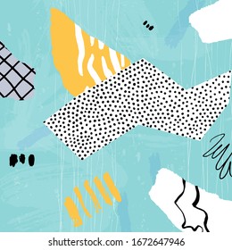 Abstract colorful collage background Hand drawn template for card, flyer and invitation design. Vector illustration.