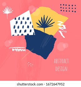 Abstract colorful collage background Hand drawn template for card, flyer and invitation design. Vector illustration.