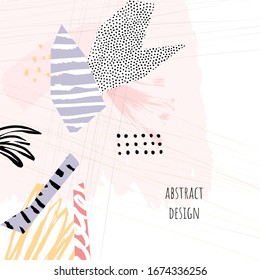 Abstract colorful collage background Hand drawn template for card, flyer and invitation design. Vector illustration.