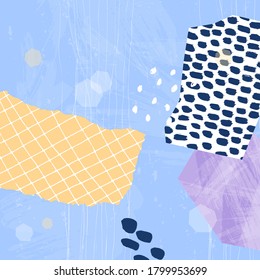 Abstract colorful collage background Hand drawn template for card, flyer and invitation design. Vector illustration.