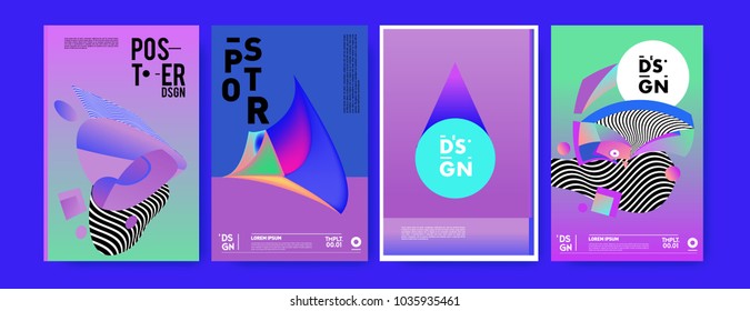 Abstract colorful collage poster design template. Cool geometric and fluid cover design. Blue, yellow, red, orange, pink and green background. Vector banner poster template in Eps10.