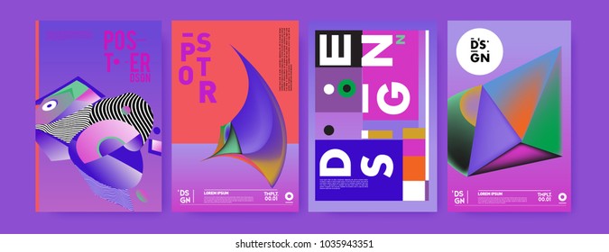 Abstract colorful collage poster design template. Cool geometric and fluid cover design. Blue, yellow, red, orange, pink and green background. Vector banner poster template in Eps10.