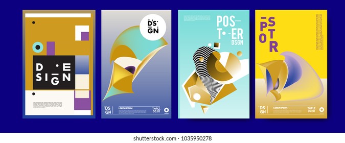 Abstract colorful collage poster design template. Cool geometric and fluid cover design. Blue, yellow, red, orange, pink and green background. Vector banner poster template in Eps10.