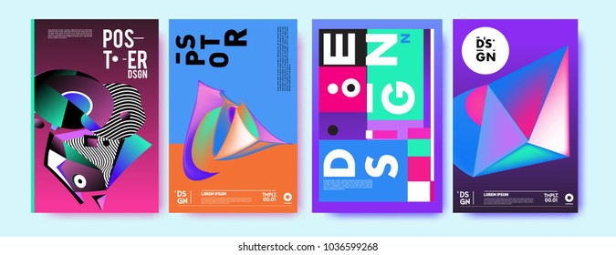 Modern Abstract Covers Setfuture Geometric Patternsminimal Stock Vector ...