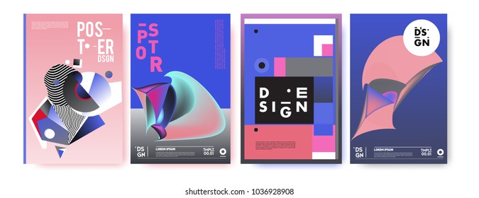 Abstract colorful collage poster design template. Cool geometric and fluid cover design. Blue, yellow, red, orange, pink and green background. Vector banner poster template in Eps10.

