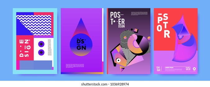 Abstract colorful collage poster design template. Cool geometric and fluid cover design. Blue, yellow, red, orange, pink and green background. Vector banner poster template in Eps10.

