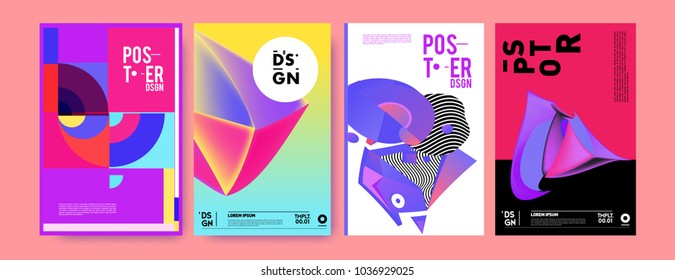 Abstract colorful collage poster design template. Cool geometric and fluid cover design. Blue, yellow, red, orange, pink and green background. Vector banner poster template in Eps10.

