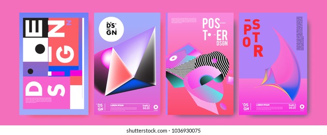 Abstract colorful collage poster design template. Cool geometric and fluid cover design. Blue, red, orange, pink background. Vector banner poster template in Eps10.

