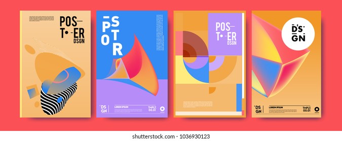 Abstract colorful collage poster design template. Cool geometric and fluid cover design. Blue, yellow, red, orange, pink and green background. Vector banner poster template in Eps10.

