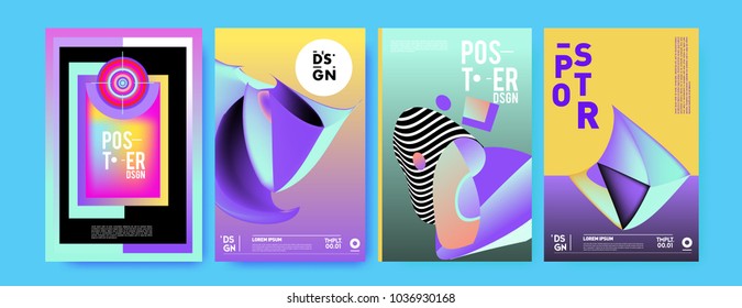 Abstract colorful collage poster design template. Cool geometric and fluid cover design. Blue, yellow, red, orange, pink and green background. Vector banner poster template in Eps10.

