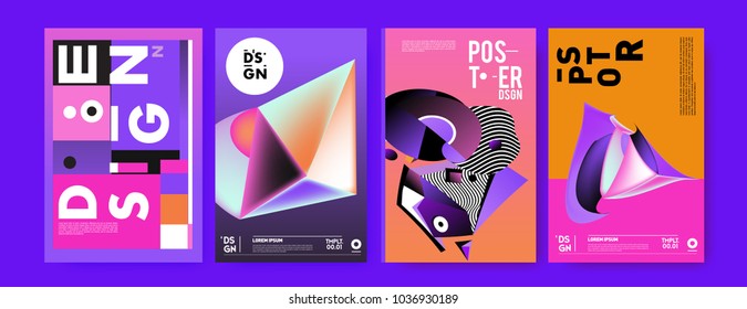 Abstract colorful collage poster design template. Cool geometric and fluid cover design. Blue, red, orange, pink and green background. Vector banner poster template in Eps10.

