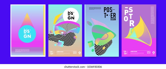 Abstract colorful collage poster design template. Cool geometric and fluid cover design. Blue, yellow, red, orange, pink and green background. Vector banner poster template in Eps10.

