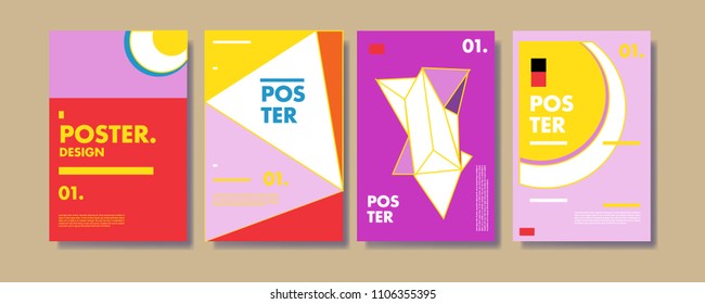 
Abstract colorful collage poster design template. Cool geometric and retro cover design. Blue, yellow, red, orange, pink and green background. Vector banner poster template in Eps10.
