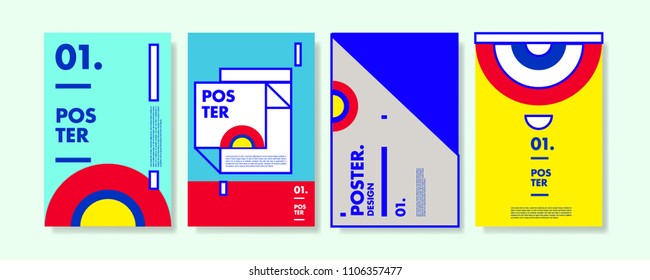 
Plantilla de diseño de póster colorido abstracto. Diseño geométrico y retro frío. Azul, amarillo, rojo, naranja, rosa y verde. Plantilla de afiche de pancartas vectoriales en Eps10.
