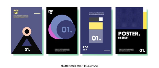 Abstract colorful collage poster design template. Cool geometric and retro cover design. Blue, yellow, red, orange, pink and green background. Vector banner poster template in Eps10.