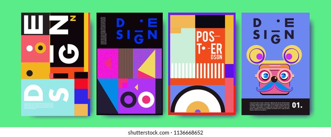 Abstract Colorful Collage Poster Design Template Stock Vector (Royalty ...