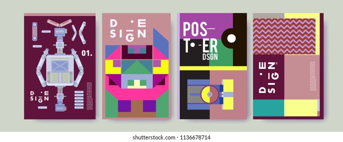Abstract colorful collage poster design template. Cool geometric and fluid cover design. Blue, yellow, red, orange, pink and green. Vector banner poster template in Eps10.
