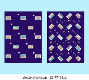 Abstract colorful collage poster design template. Cool geometric and retro cover design