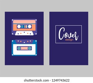 Abstract colorful collage poster design template. Cool geometric and retro cover design