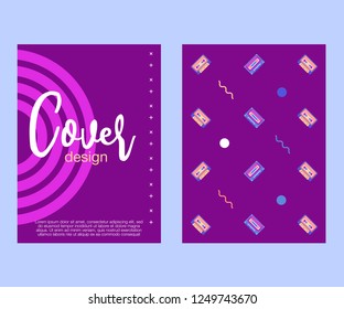 Abstract colorful collage poster design template. Cool geometric and retro cover design