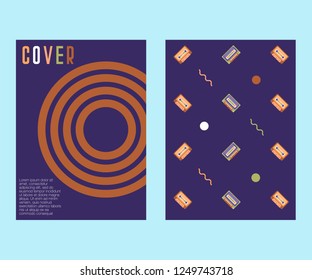 Abstract colorful collage poster design template. Cool geometric and retro cover design