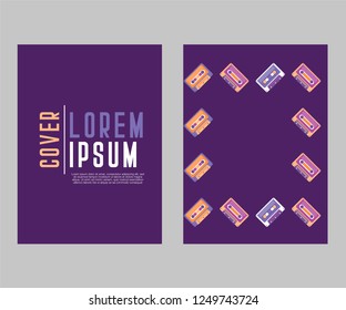Abstract colorful collage poster design template. Cool geometric and retro cover design