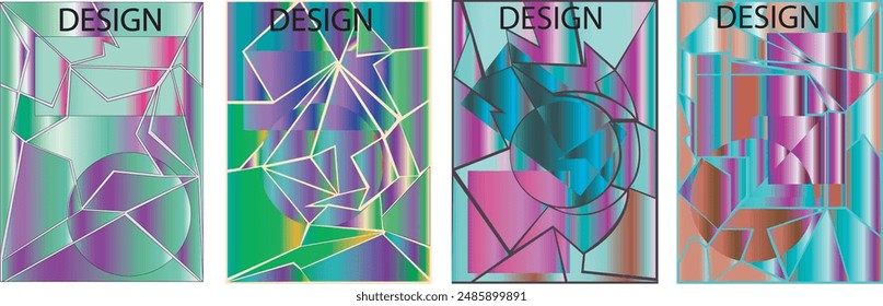 Abstract colorful collage poster design template. Cool geometric and fluid cover design. background. Vector banner poster template .