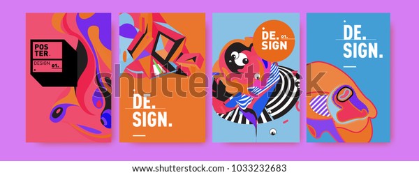Abstract Colorful Collage Poster Design Template Stock Vector Royalty Free