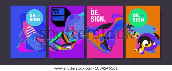 Abstract Colorful Collage Poster Design Template Stock Vector Royalty Free