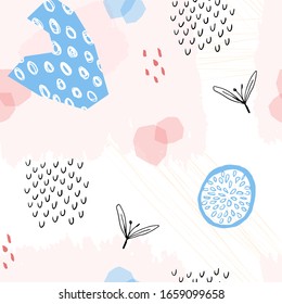 Abstract colorful collage seamless background Hand drawn template for card, flyer and invitation design. Vector illustration.