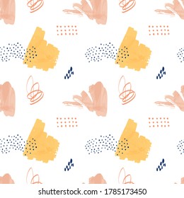 Abstract colorful collage seamless pattern. Hand drawn background for card, flyer and invitation design. Vector illustration. Pattern with scribbles and brush texture.