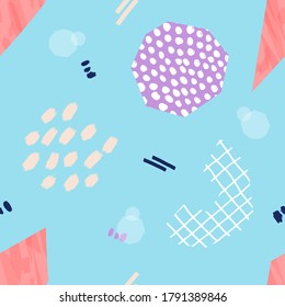 Abstract colorful collage seamless pattern. Hand drawn template for card, flyer and invitation design. Vector illustration.
