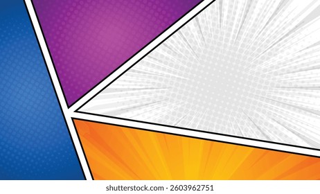 Abstract Colorful Comic Book Background with Halftone