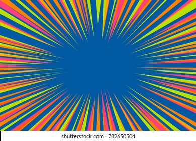 Abstract colorful comic radial speed line background, cartoon background