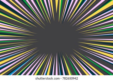 Abstract colorful comic radial speed line background, cartoon background