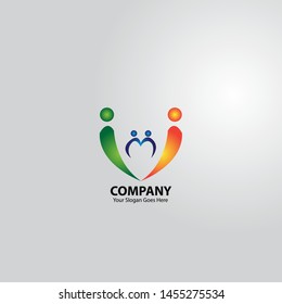 Abstract colorful community people logo design template