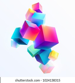 Abstract colorful composition and 3d cubes