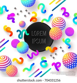 Abstract colorful composition with decorative elements. Modern design.Universal vector background for poster, banners, flyers, card.