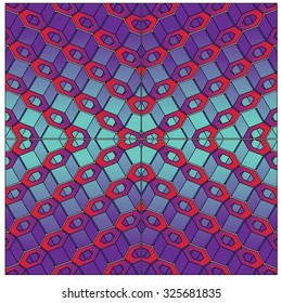 Abstract colorful composition of hexagons of geometric shapes