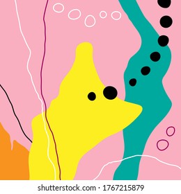 Abstract colorful composition with organic lines and shapes.
